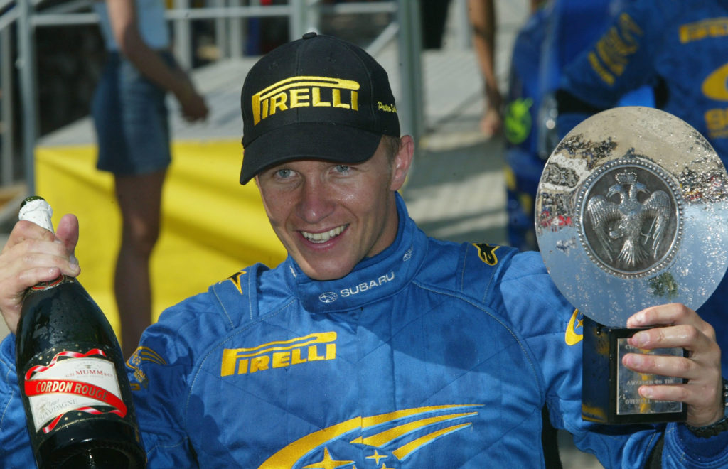 Petter Solberg of Norway celebrates