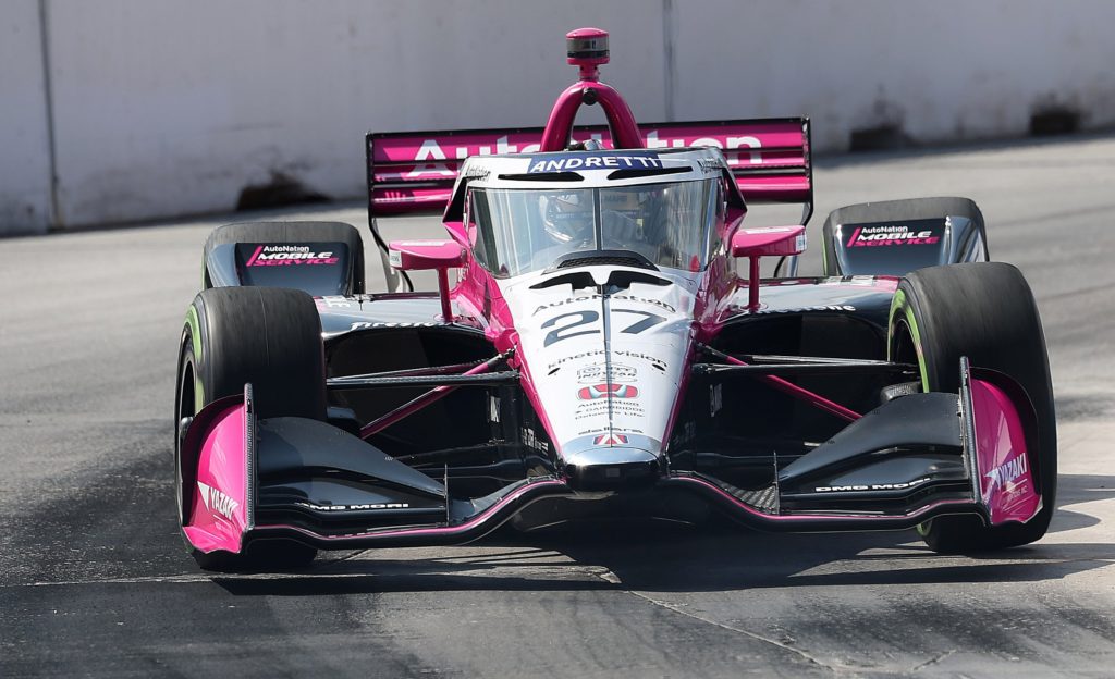 during practice at the NTT Indycar Series event Ontario Honda Dealers Indy Toronto also dubbed Streets of Toronto
